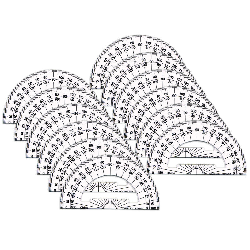 12Pk 4 Inch Protractor Plastic (Pack of 10)