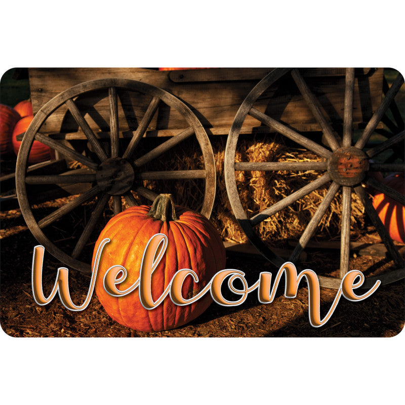 Welcome Mat 15.5X23.5 Pumpkin Wagon (Pack of 2)