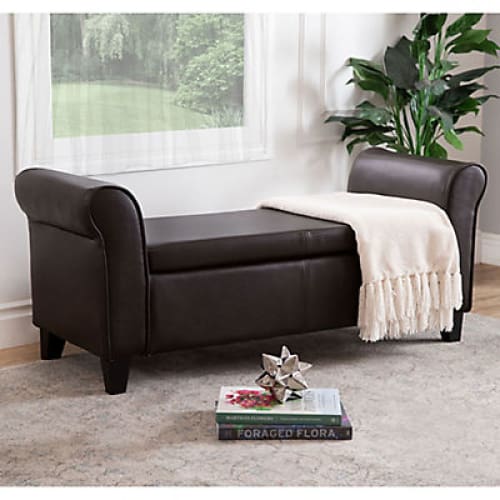 Abbyson Living Harrison Leather Storage Ottoman Bench - Brown - Home/Home/Big Home Savings/Furniture Savings/ - Abbyson Living