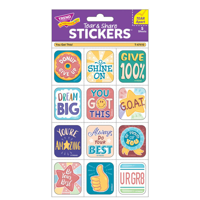 You Got This Tear & Share Stickers (Pack of 12)