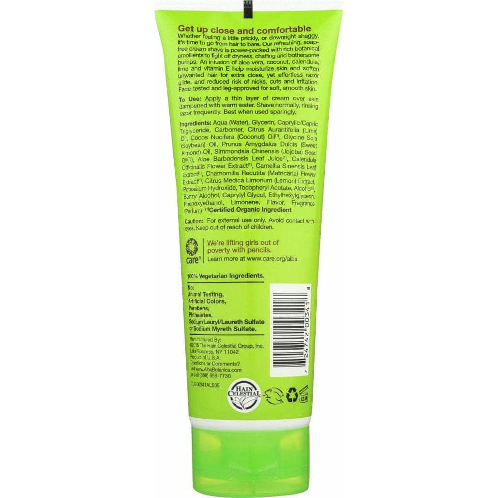 ALBA BOTANICA Alba Botanica Very Emollient Cream Shave Coconut Lime, 8 Oz