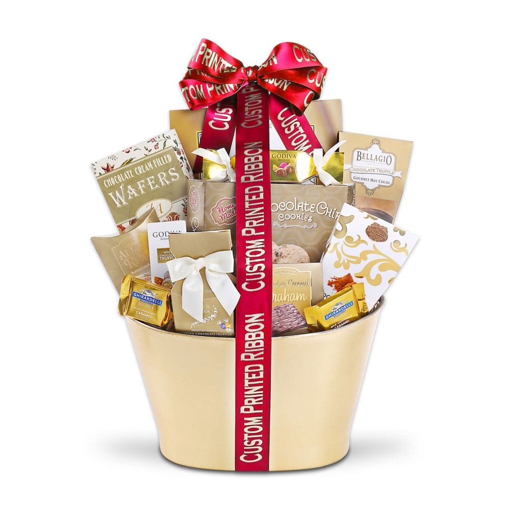 Alder Creek Gifts Chocolate Decadence - Custom Printed Ribbon (Minimum quantity of 24) - Gourmet Chocolates - Alder