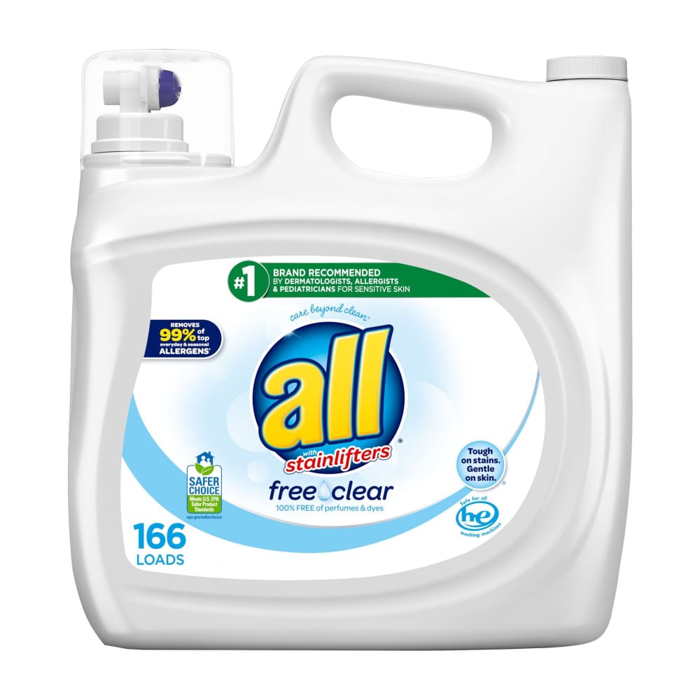 All Free And Clear Liquid Laundry For Sensitive Skin 250 Oz 166 Loads All free and clear liquid laundry for sensitive skin 250 oz 166 loads