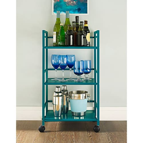 Ameriwood Home Marshall 3-Shelf Rolling Cart - Teal - Home/Home/Storage & Organization/Storage Carts/ - ShelHealth