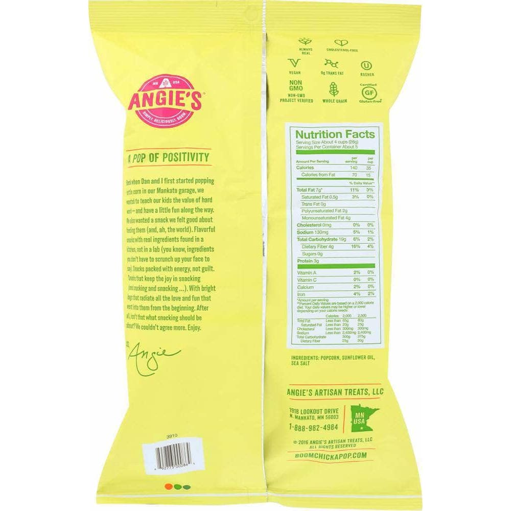 Angies Angies Artisan Treats Boomchickapop Popcorn Sea Salt, 4.8 oz