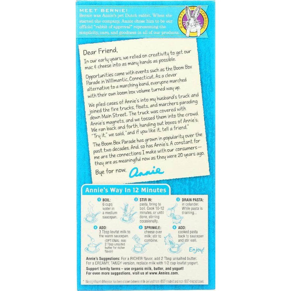 Annies Annie's Homegrown Gluten Free Rice Pasta and Cheddar Mac and Cheese, 6 oz