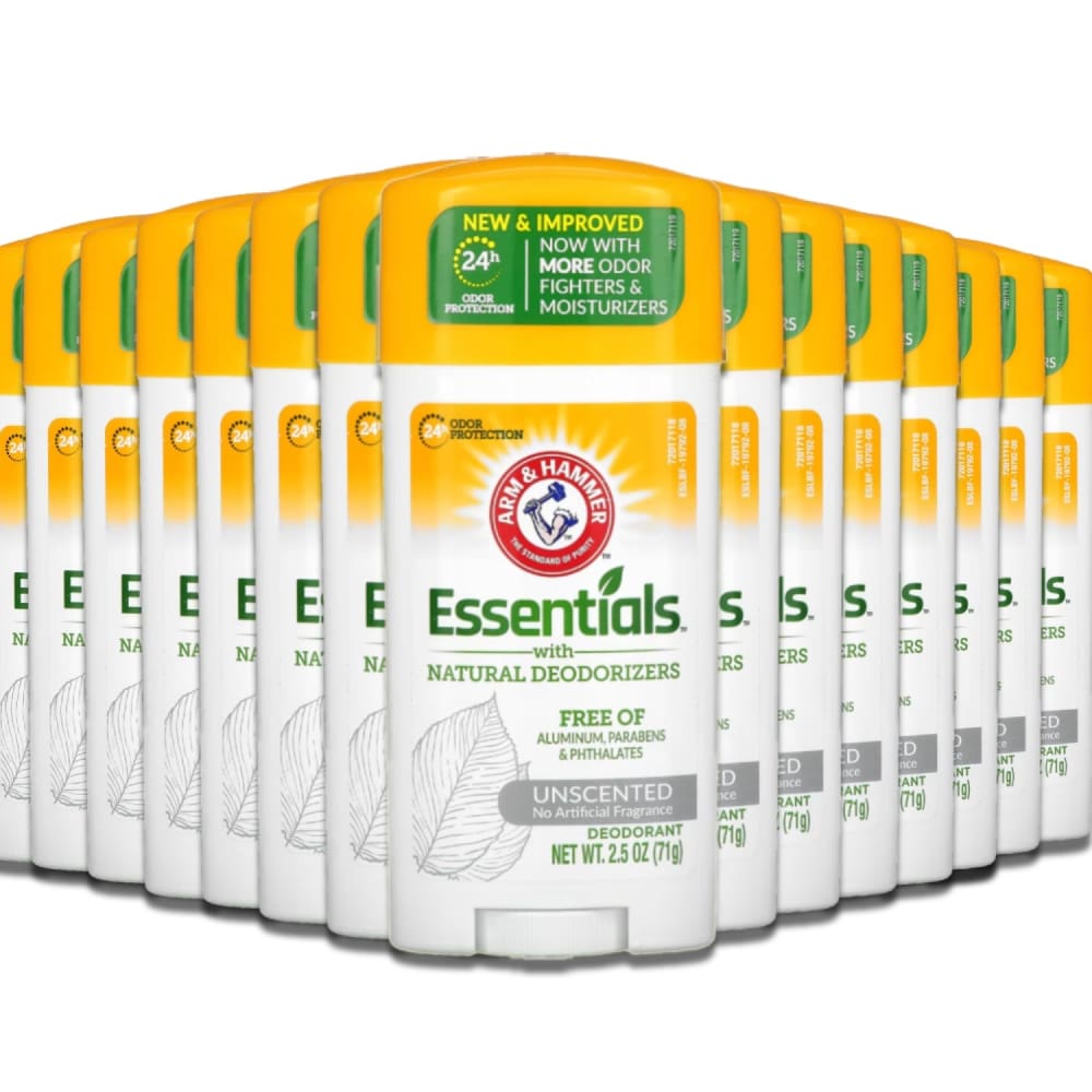 Arm & Hammer Essentials Natural Deodorant Unscented - 2.5 oz - Wholesale- 120 Ct - Deodorant & Anti-Perspirant - Arm & Hammer