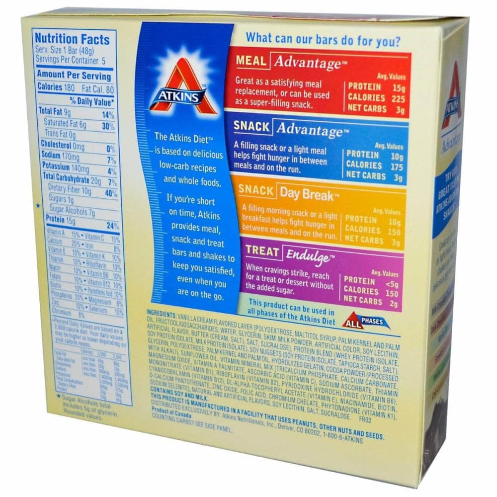 ATKINS Atkins Meal Bar Cookies N' Creme (5X1.7Oz Bars), 8.5 Oz