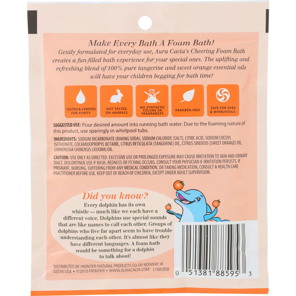 AURA CACIA: Tangerine & Sweet Orange Essential Oils Cheering Foam Bath 2.5 oz - Beauty & Body Care > Soap and Bath Preparations > Bubble