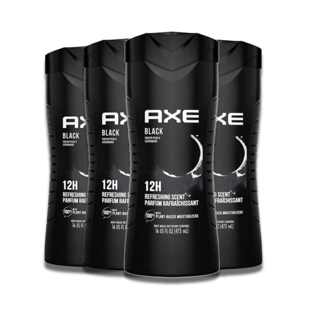 Axe Body Wash Black Frozen Pear & Cedarwood Scent - 16 fl oz- 4 Pack - Axe