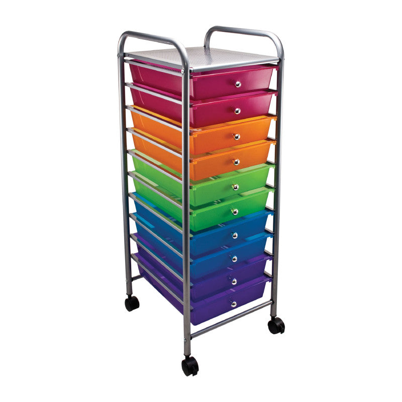 10-Drawer Rolling Cart Multicolor