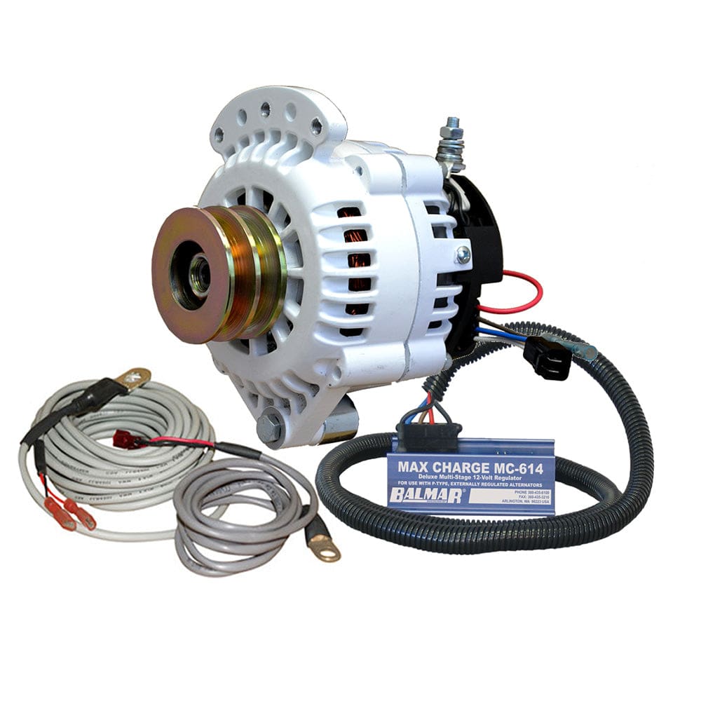 Balmar Alternator 100 AMP Kit 12V 1-2 Single Foot Spindle Mount Dual Vee Pulley Regulator & Temp Sensor - Electrical | Alternators - Balmar