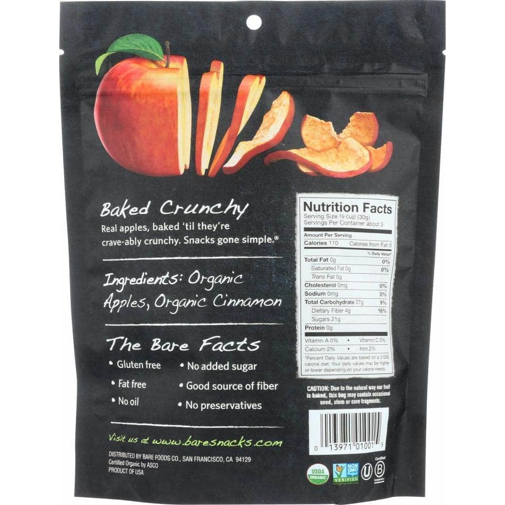 Bare Bare Organic Crunchy Apple Chips Cinnamon, 3 oz