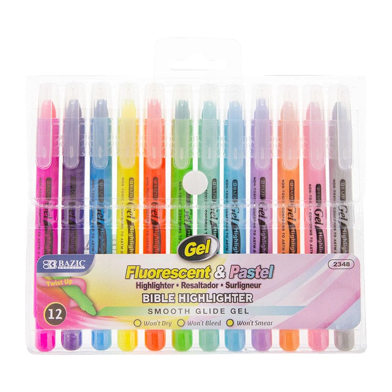 Bazic 12Ct Gel Highlighters (Pack of 8) - Highlighters - Bazic Products