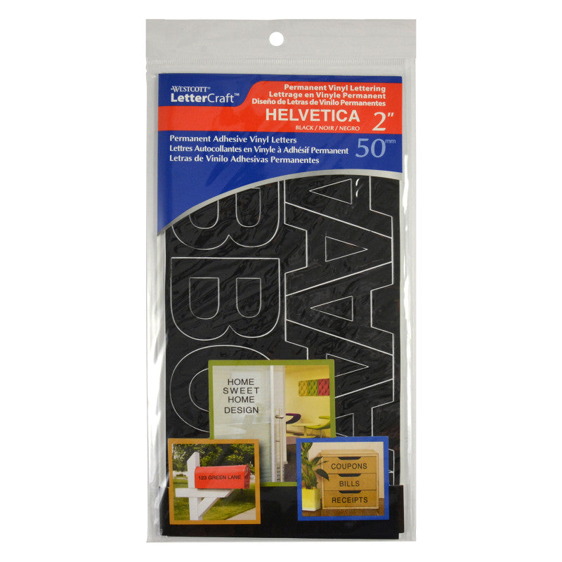 2In Helvetica Vinyl Letters Black Permanent (Pack of 12)