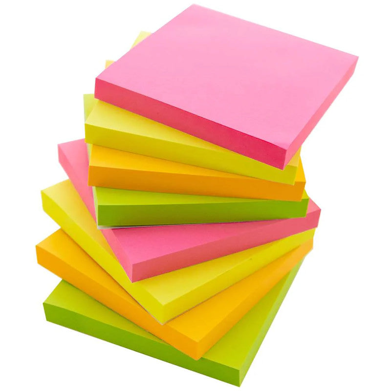 3X3In Neon Asst Stick On Notes 12Ct 100 Sheets/Pad (Pack of 6)