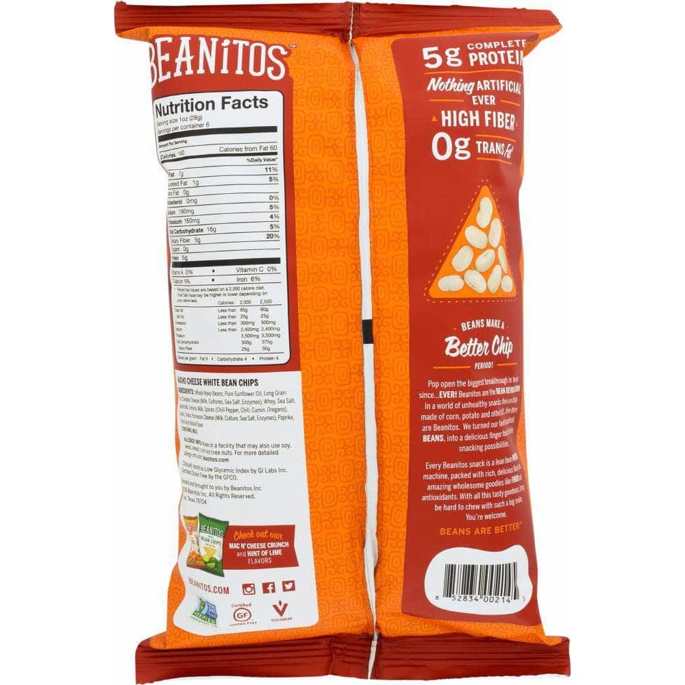 Beanitos Beanitos White Bean Chips Nacho Cheese, 6 oz