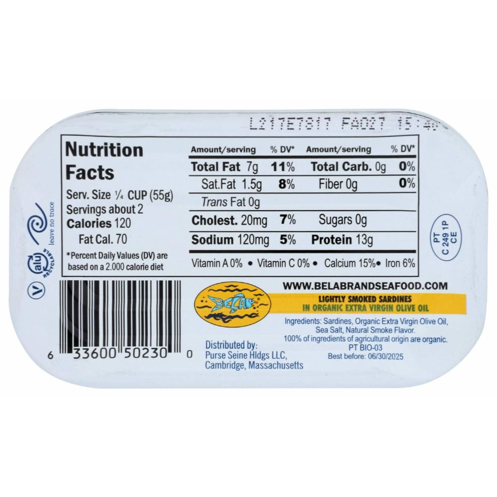 BELA Grocery > Meal Ingredients > Fish Food BELA Sardines In Olive Oil, 4.25 oz