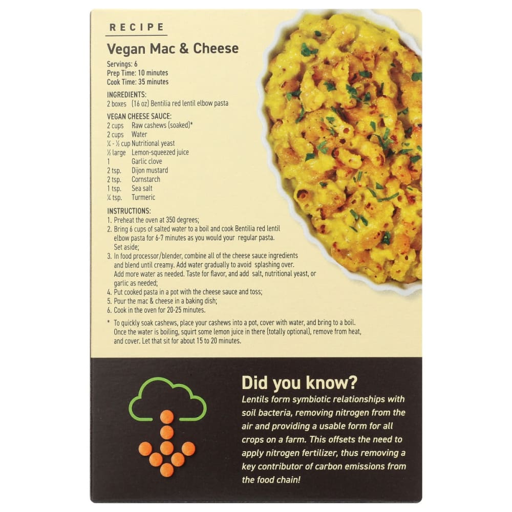 BENTILIA: Red Lentil Elbow 8 oz - Grocery > Meal Ingredients > Noodles & Pasta - BENTILIA