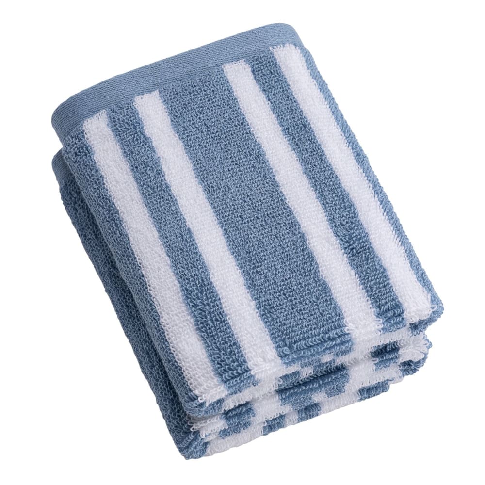 Berkley Jensen Cotton Wash Cloths 2 pk. - Blue Spring Stripe - Berkley