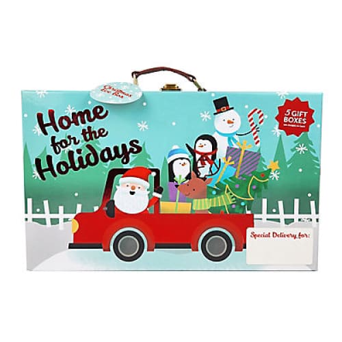 Berkley Jensen Set of 5 Nesting Gift Boxes Assorted Sizes - Whimsical Designs - Home/Seasonal/Holiday/Holiday Decor/Wrapping Paper &