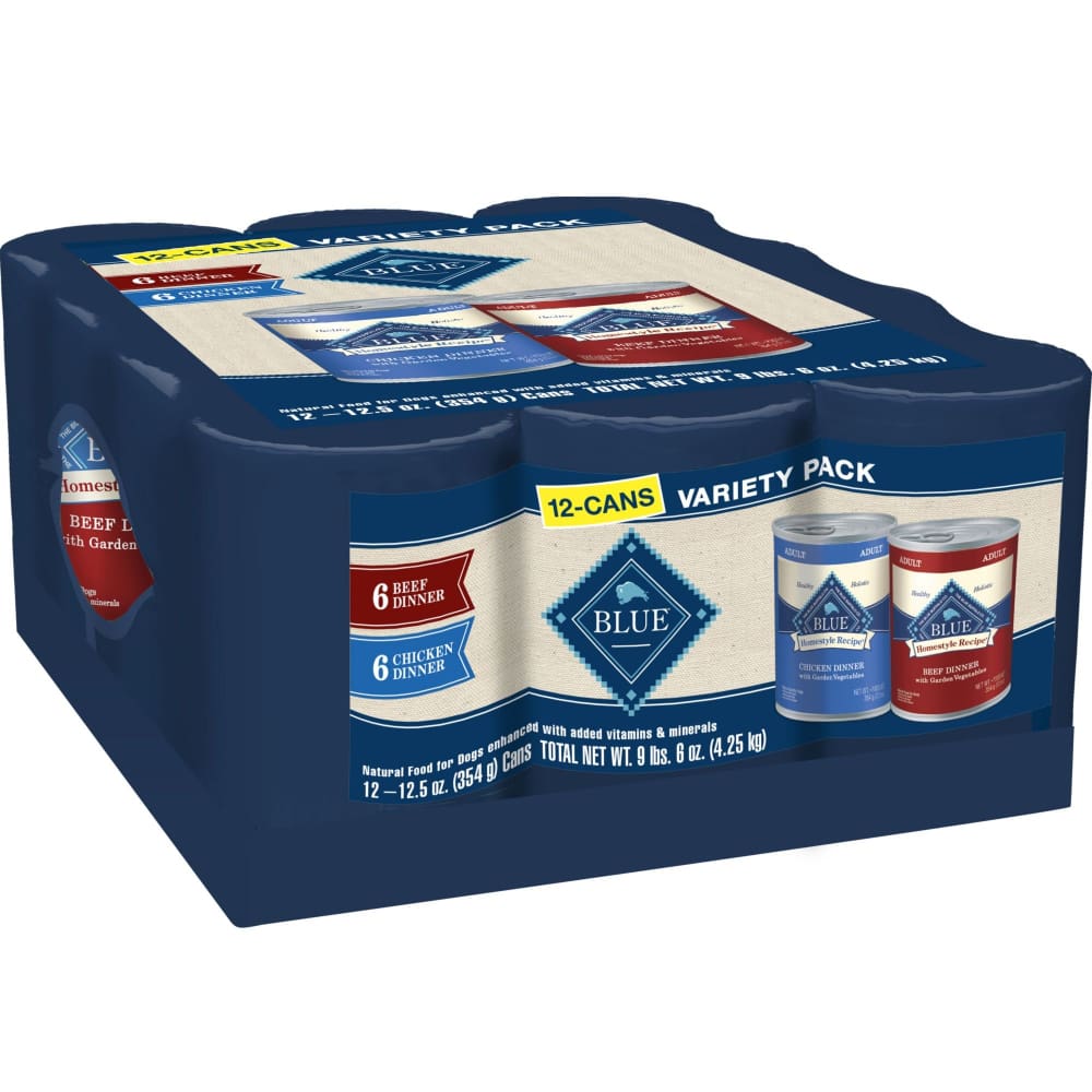Blue Buffalo Chicken and Beef Homestyle Recipe Adult Wet Dog Food Variety Pack 12 ct. - Home/Pet/Dog Supplies/Dog Food/ - Blue Buffalo
