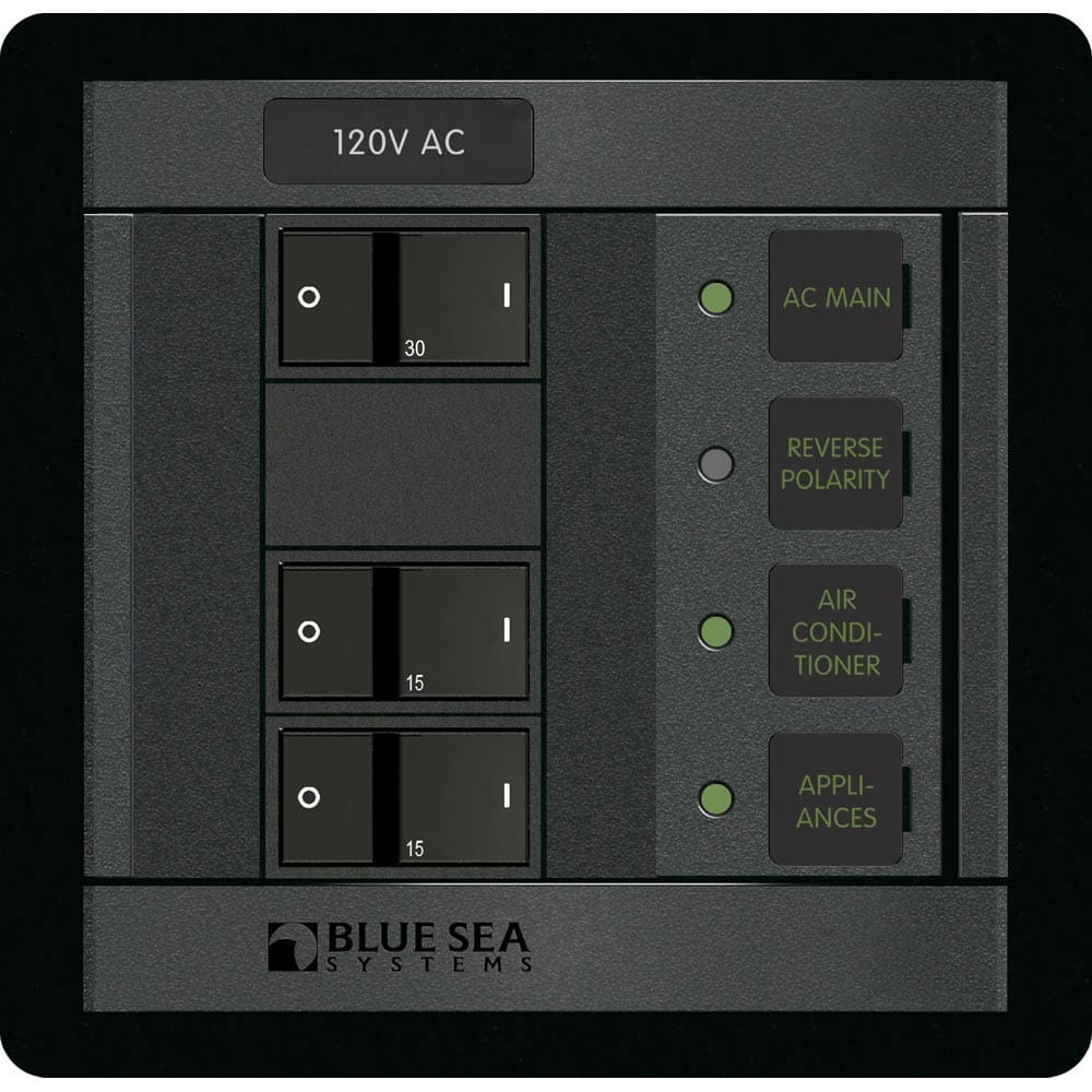 Blue Sea 1214 120V AC Main + 2 Positions - Electrical | Electrical Panels - Blue Sea Systems