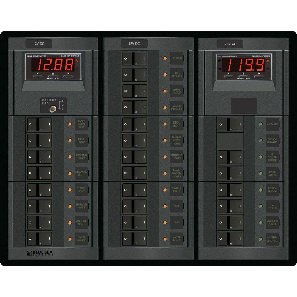 Blue Sea 1218 12V DC Main + 19 Positions / 120V AC Main + 6 Positions - Electrical | Electrical Panels - Blue Sea Systems