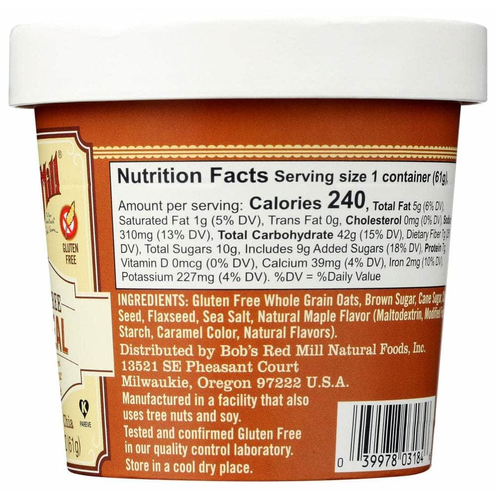 BOBS RED MILL Grocery > Breakfast > Breakfast Foods BOBS RED MILL: Gluten Free Oatmeal Cup Brown Sugar Maple, 2.15 oz