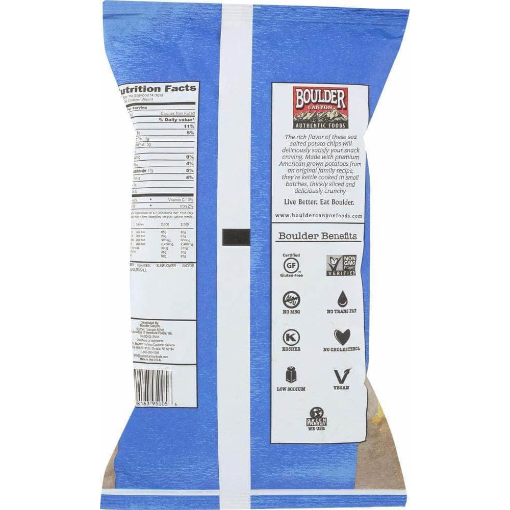 Boulder Canyon Boulder Canyon Sea Salt Kettle Cooked Potato Chips, 5 oz