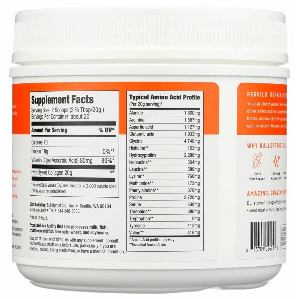 BULLETPROOF Bulletproof Collagen Protein Unflavored, 14.3 Oz