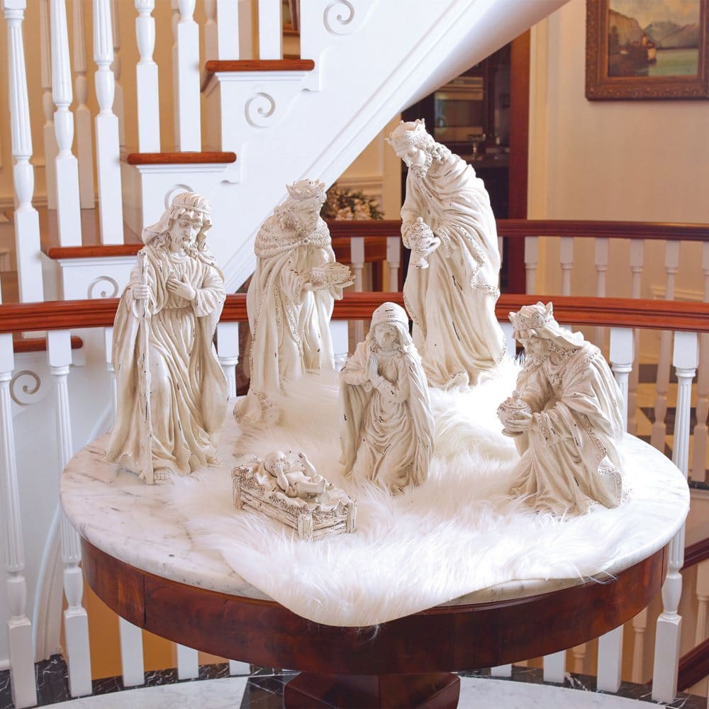 Burton + Burton White Nativity Set - Indoor Holiday Decor - Burton