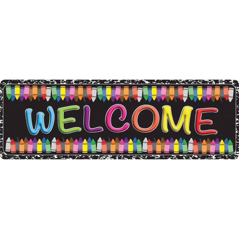 Mat Runner Welcome Crayons 15.5 X 47In