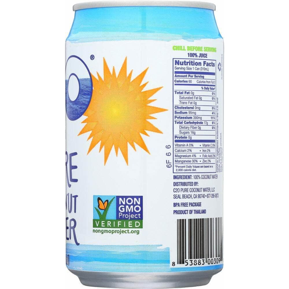 C2O C20 Pure Coconut Water, 10.5 oz