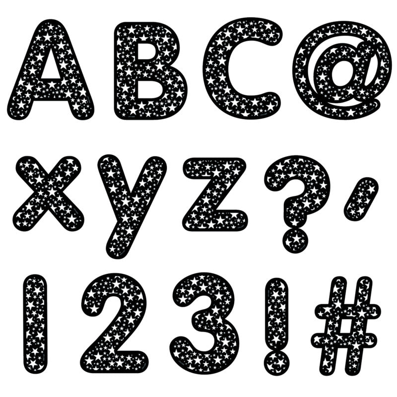 Stars On Black Designer Letters (Pack of 3)