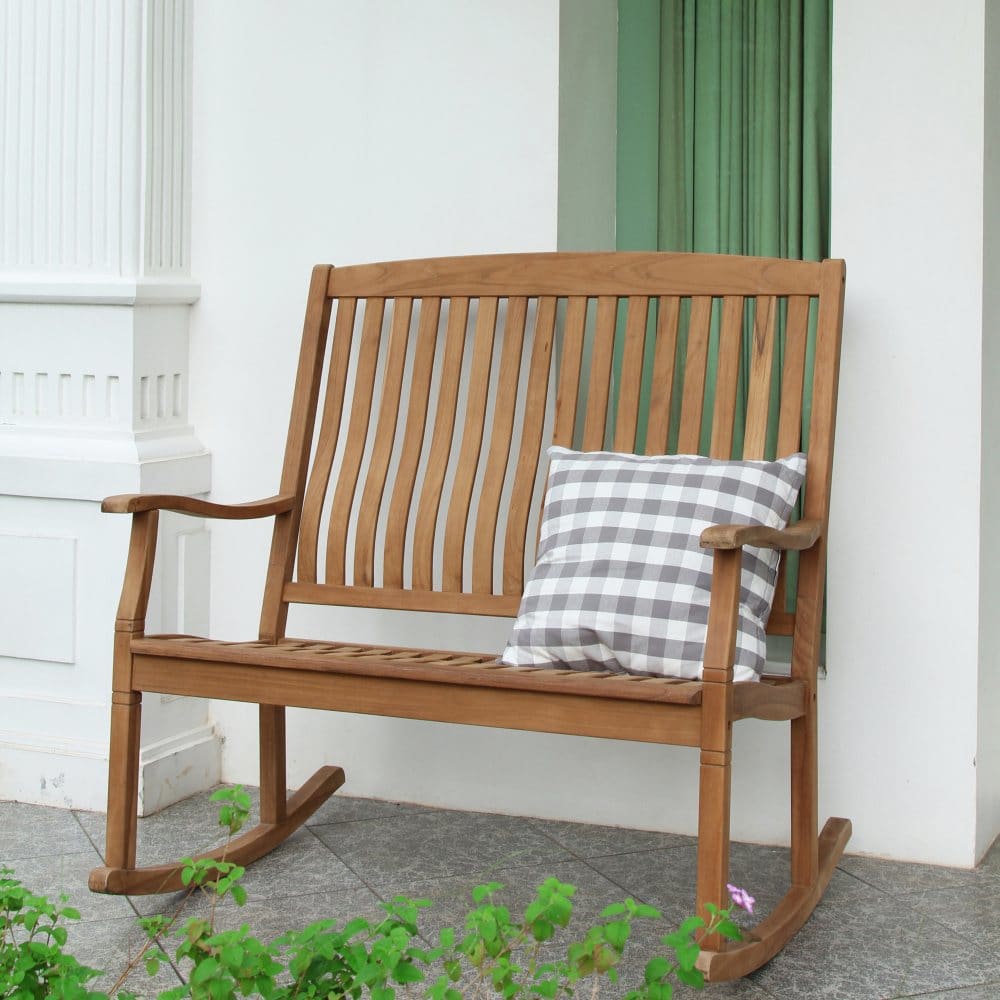 Cambridge Casual Weston Teak 4-foot Loveseat Rocker - Outdoor Lounge Furniture - Cambridge