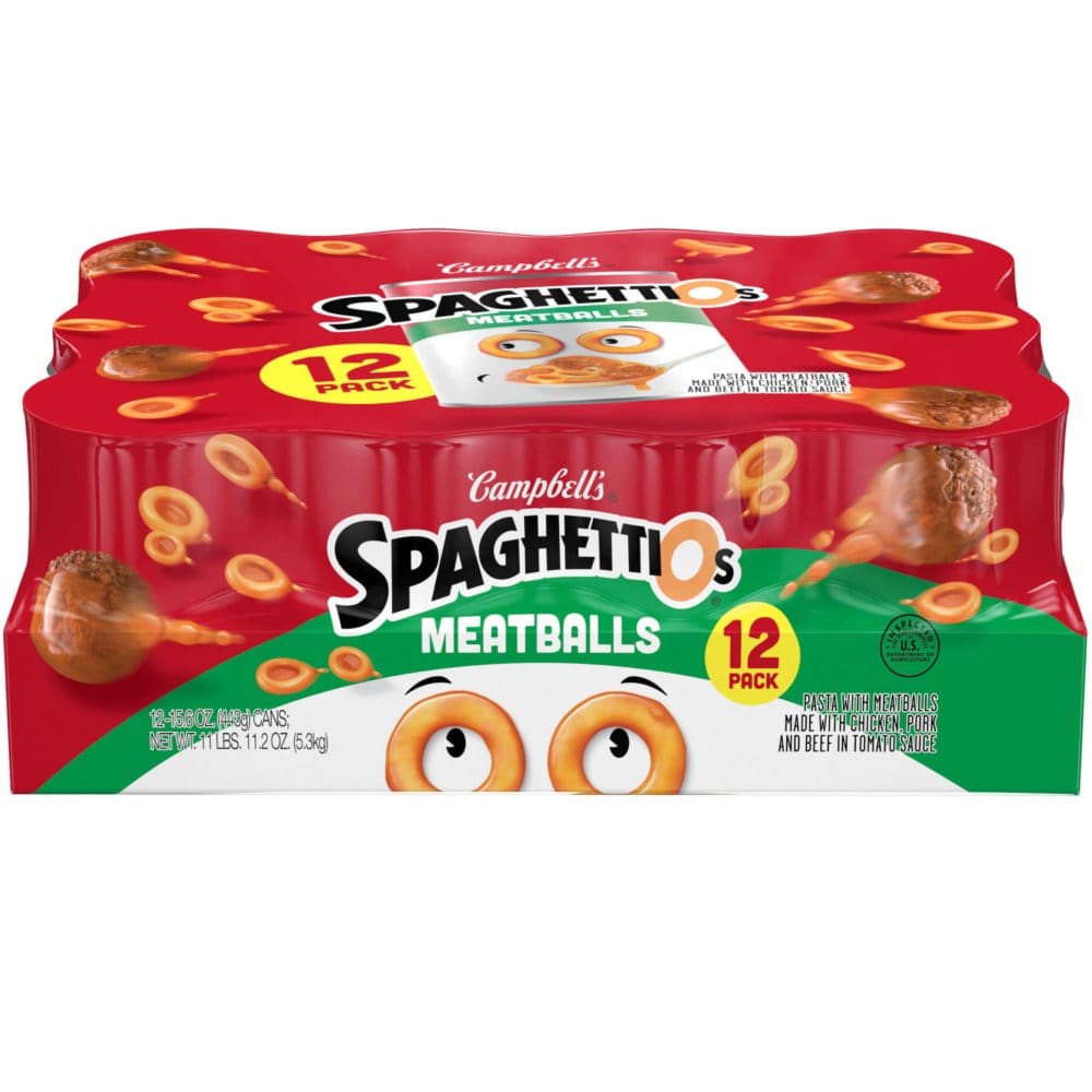 Campbell’s SpaghettiOs Canned Pasta with Meatballs (15.6 oz. 12 pk.) - Rice Pasta & Boxed Meals - Campbell’s