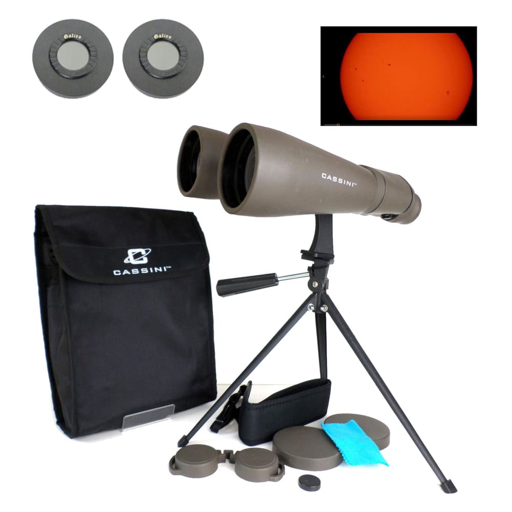 Cassini 15mm x 70mm Astronomical Binocular with Solar Filter Caps and Tabletop Tripod - Cassini