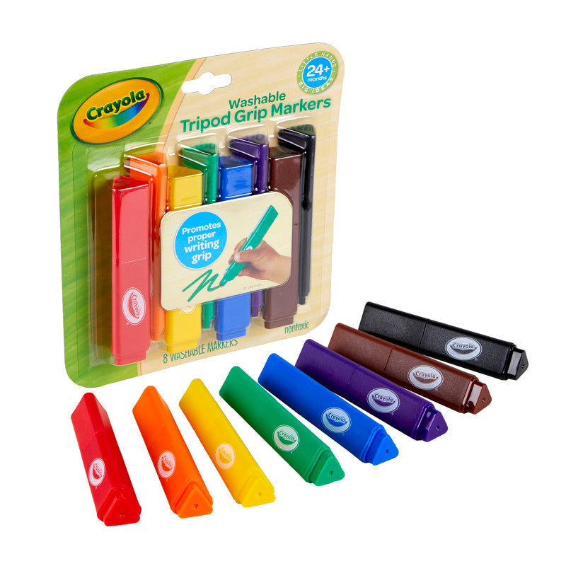 Tripod Grip Markers Washable 8Ct (Pack of 6)