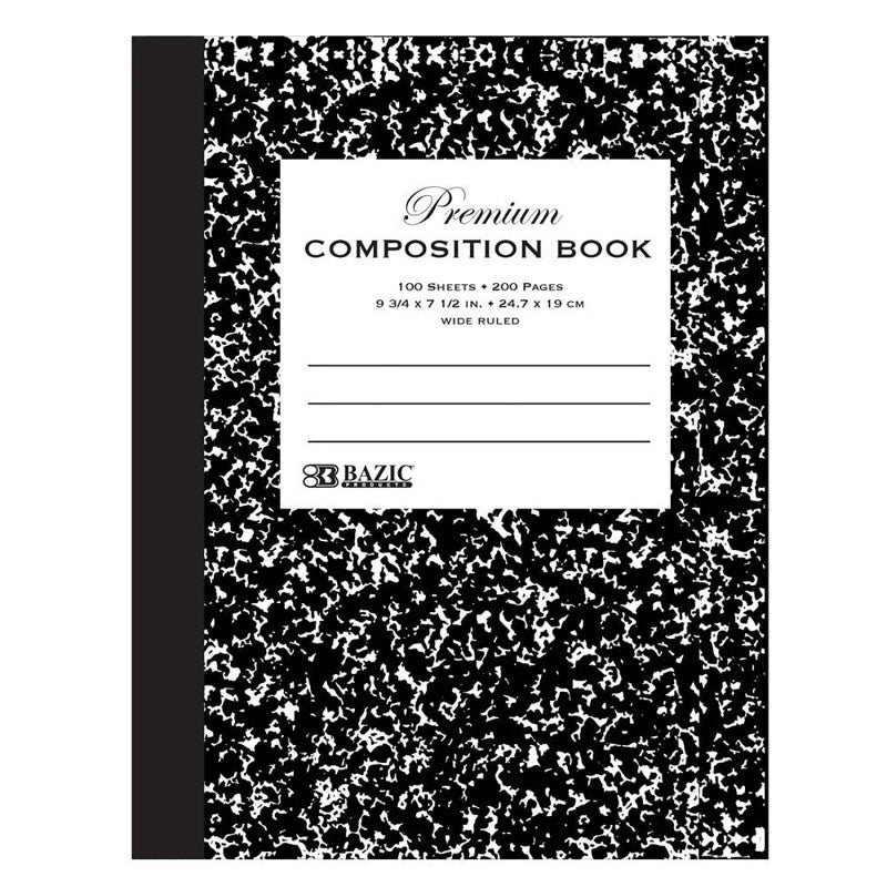 Premium Wide Ruled Composition Book Black Marble (Pack of 12)