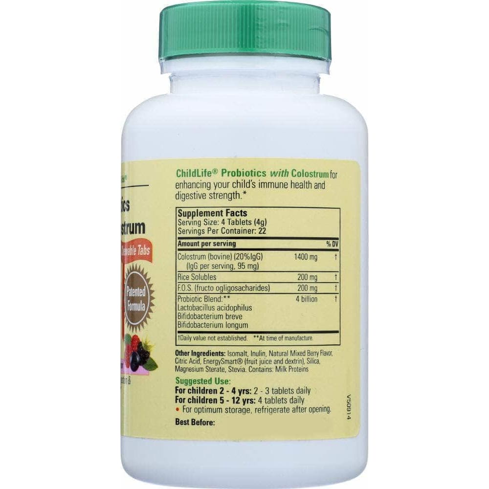Childlife Essentials Child Life Probiotics with Colustrum Mixed Berry Flavor, 90 tb