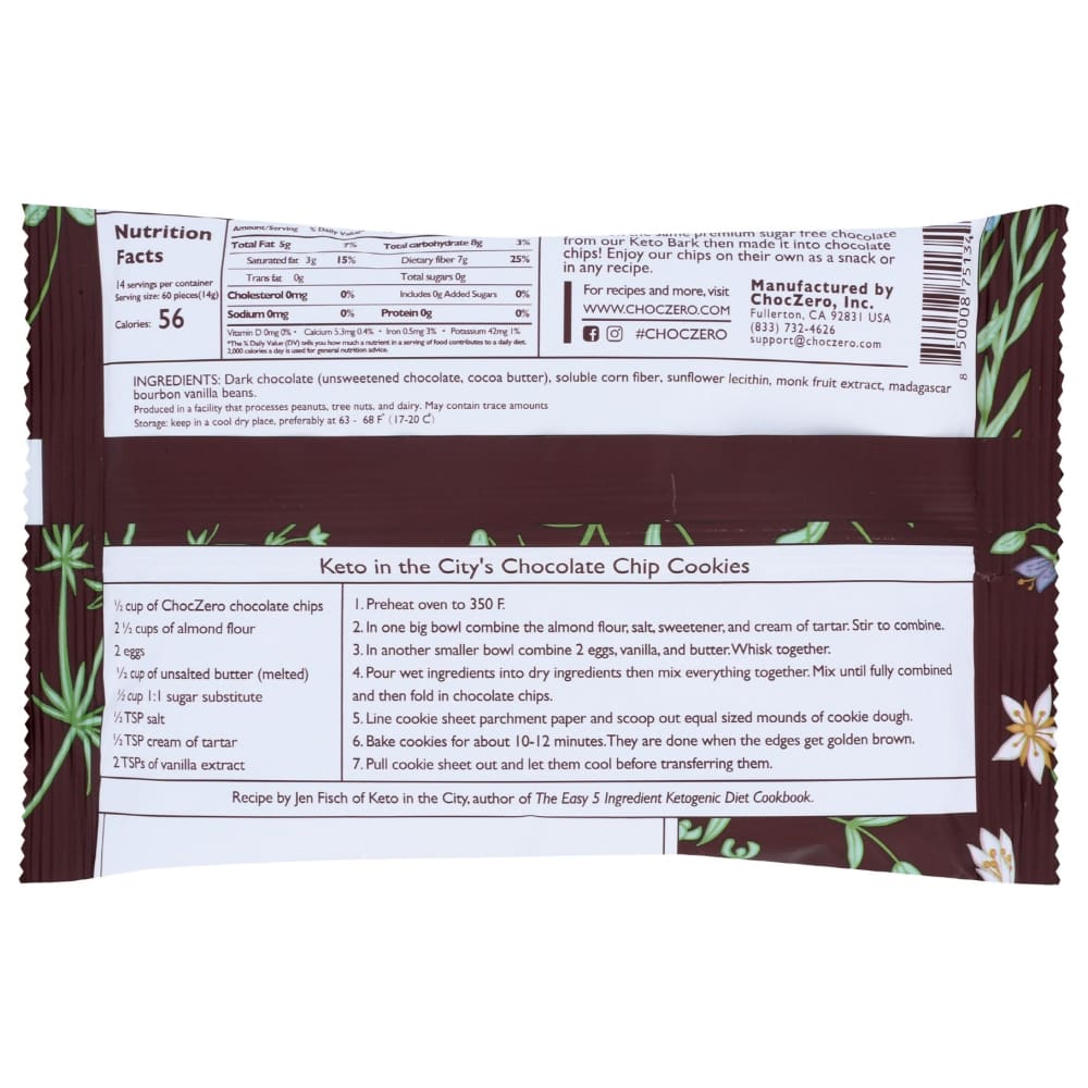 CHOCZERO: Dark Chocolate Baking Chips Sugar Free 7 oz - Grocery > Cooking & Baking > Baking Ingredients - CHOCZERO