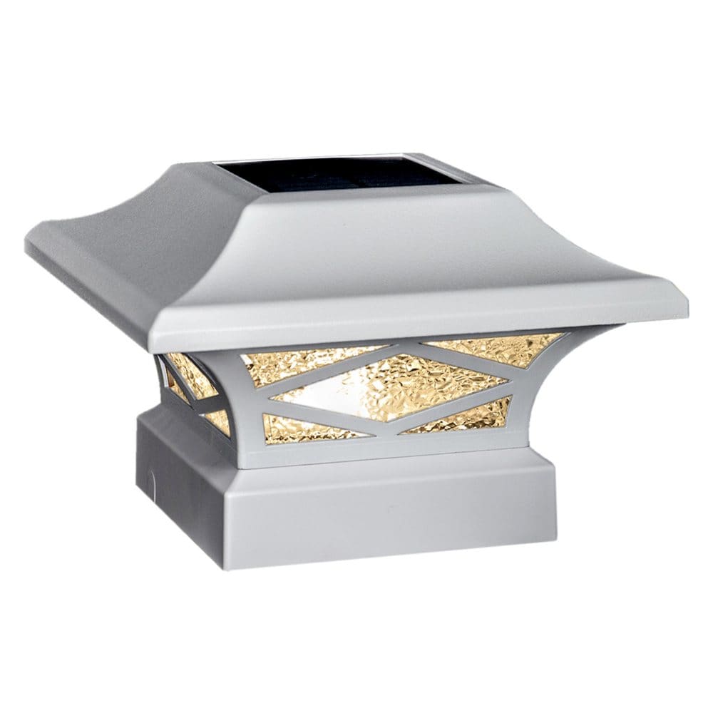 Classy Caps Kingsbridge White Dual Lighted Solar Post Cap (Pack of 2) - Outdoor Lighting - Classy