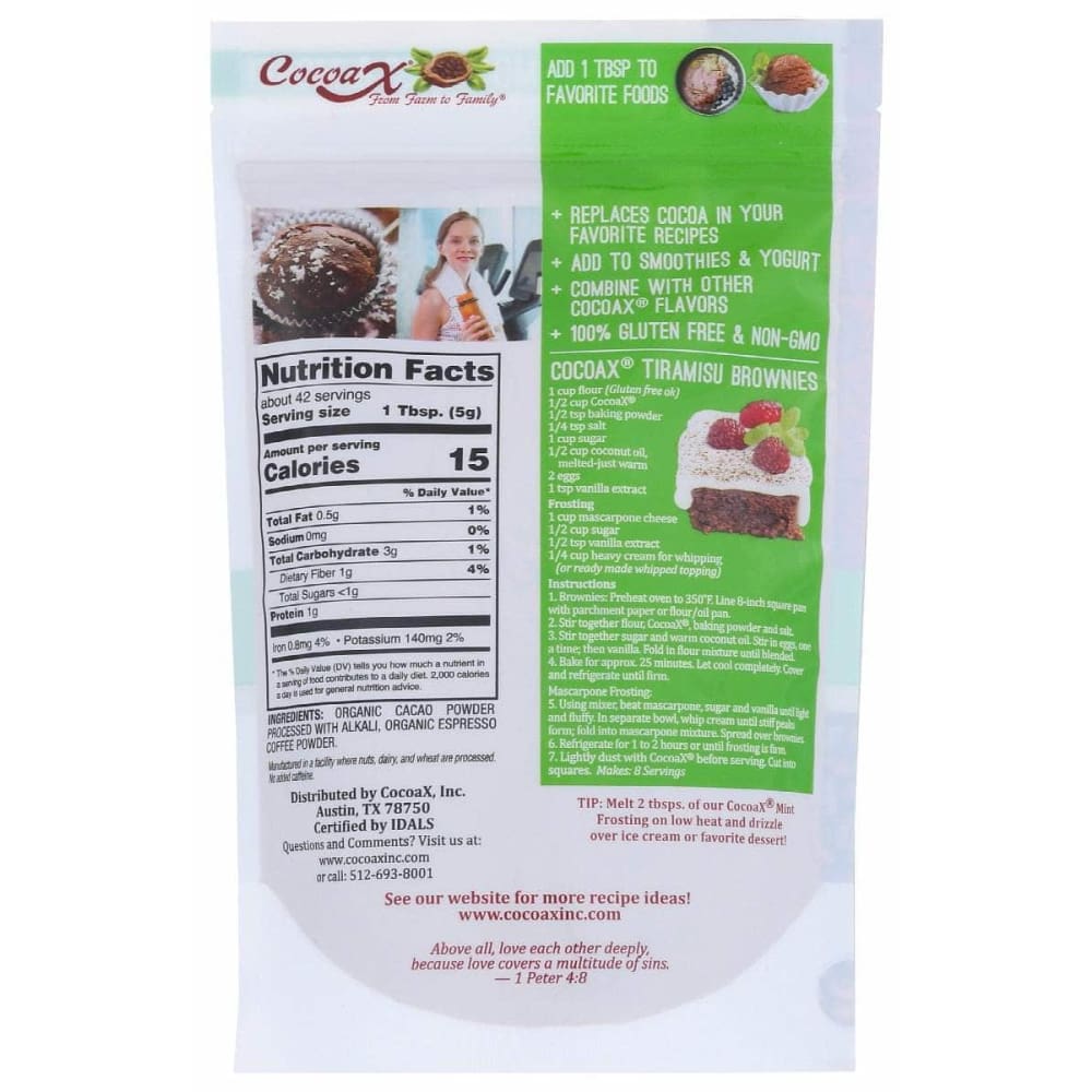 COCOAX Cocoax Organic Unsweetened Cocoa Espresso, 8 Fo