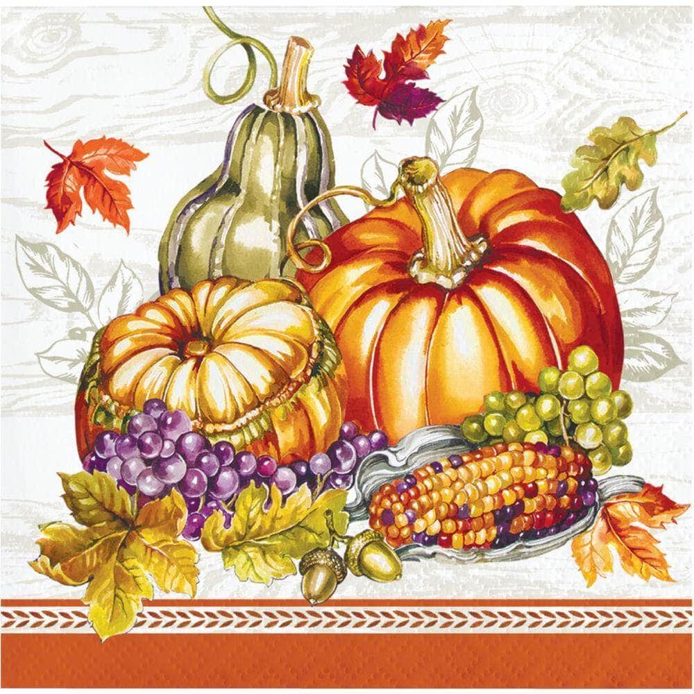 CREATIVE CONVERTING CREATIVE CONVERTING Cornucopia Beverage Napkin, 16 ea