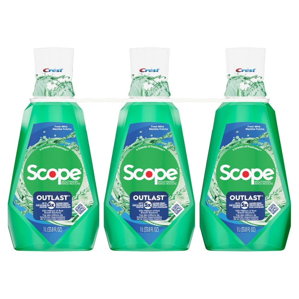 Crest Scope Outlast Mouthwash Fresh Mint (33.8 fl oz. 3 pk.) - Oral Care - Crest