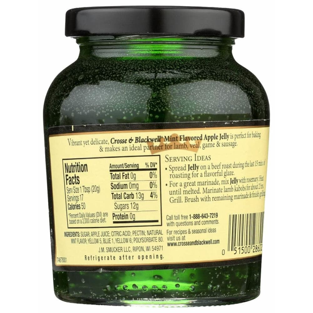 CROSSE & BLACKWELL Grocery > Pantry > Jams & Jellies CROSSE & BLACKWELL: Mint Flavored Apple Jelly, 12 oz