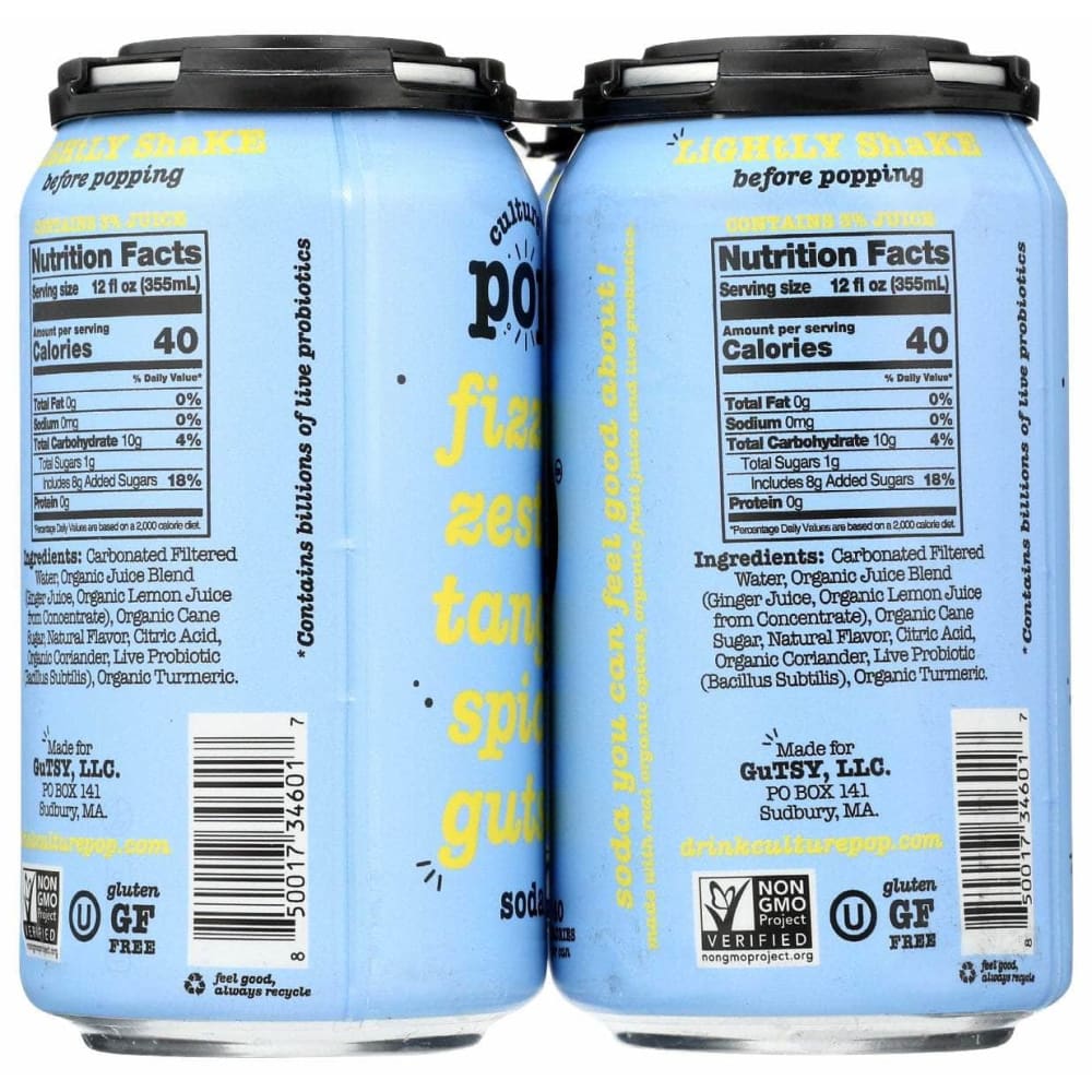 CULTURE POP Culture Pop Soda Probiotic Ginger Lemon 4Pk, 48 Fo