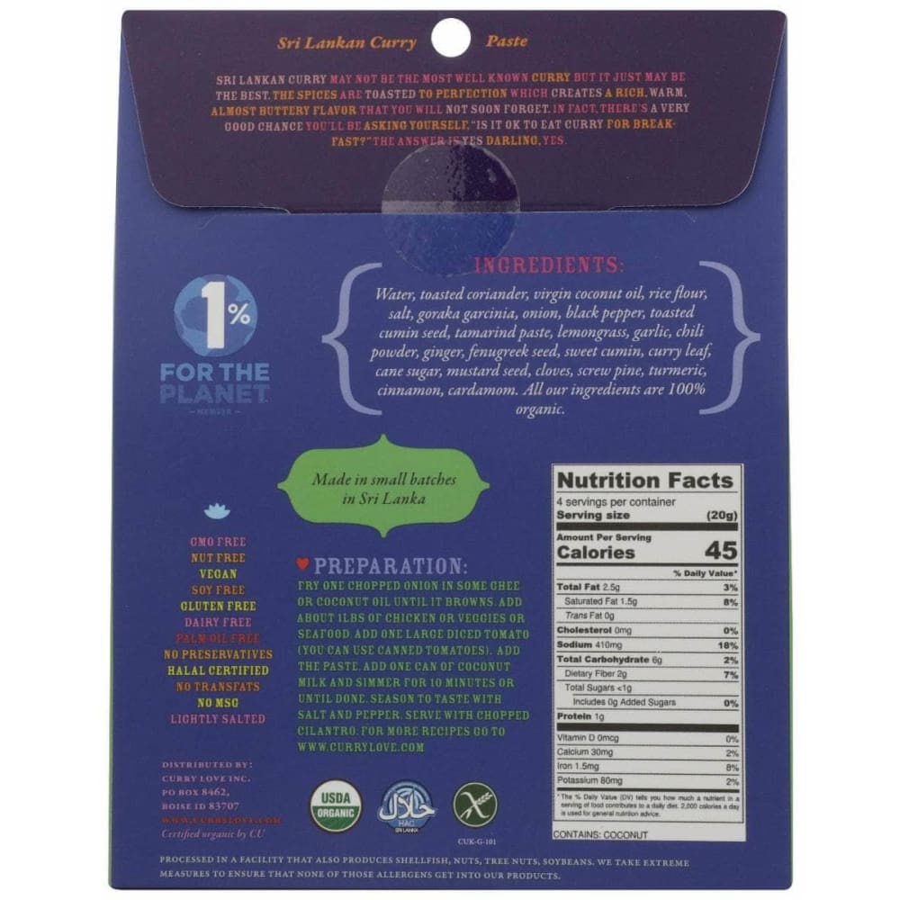 CURRY LOVE Grocery > Cooking & Baking > Seasonings CURRY LOVE: Sri Lankan Curry Paste, 2.8 oz