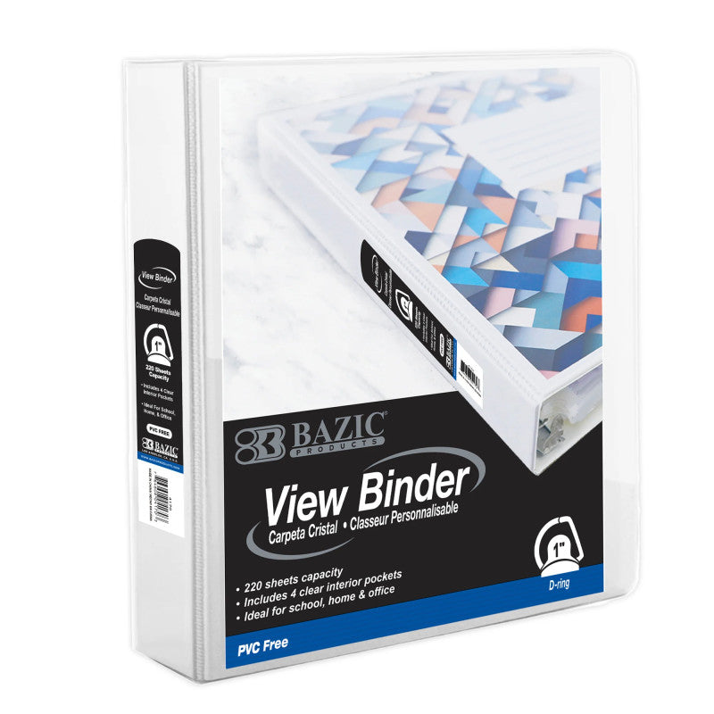 Slant-D Ring View Binder 1In White with 4 Pockets (Pack of 10)